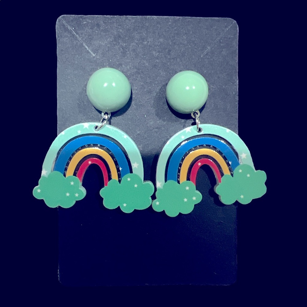 Nickel free Rainbow earrings. Butterfly backing. Bundle items to reduce shipping - Picture 1 of 3